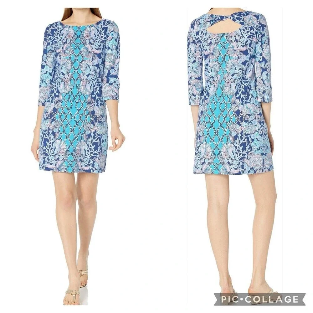 Lilly Pulitzer XS Bay Dress‎ Lapis Lazuli Your Biggest Fan Resort Blue Vacation